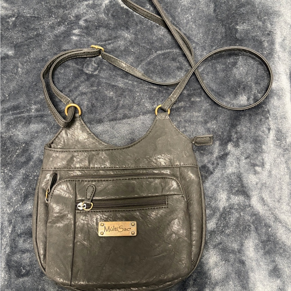 MultiSac Black Leather Crossbody Bag
